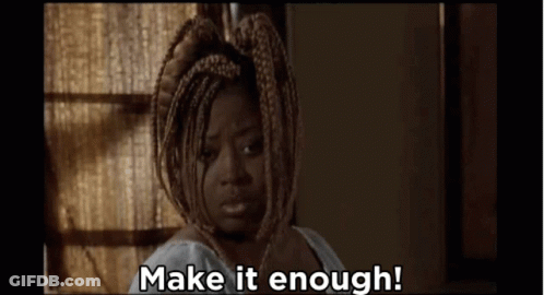 A Woman Is Hanging From A Rope And Says Make It Enough . GIF