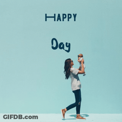 A Woman Is Holding A Baby In Her Arms With The Words Happy Mother 'S Day Above Her GIF