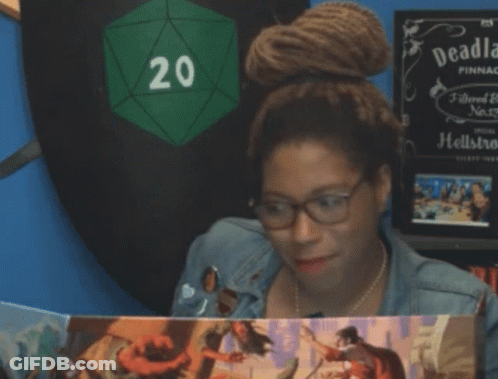 A Woman Is Holding A Book With The Words Too Soon Too Soon Written On It GIF