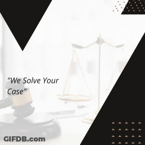 A Woman Is Holding A Clipboard In Front Of A Judge 'S Gavel With The Words " We Solve Your Case " Below Her GIF
