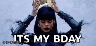 A Woman Is Holding A Crown On Her Head And Saying `` Its My Bday '' . GIF
