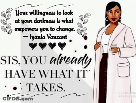 A Woman Is Holding A Cup Of Coffee And A Quote From Lyantal Vanzant GIF