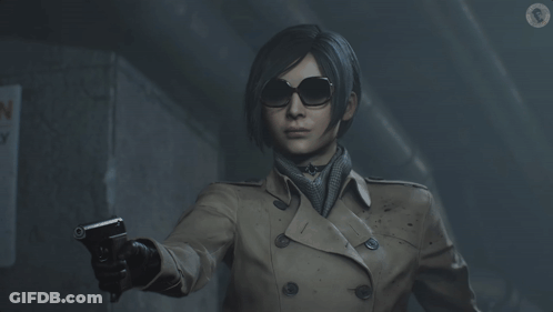 A Woman Is Holding A Gun And A Fbi Badge GIF
