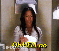 A Woman Is Holding A Piece Of Paper That Says Oh Hell No On It GIF
