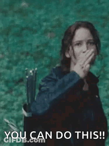 A Woman Is Holding Her Hand Up In The Air And Says `` You Can Do This '' . GIF