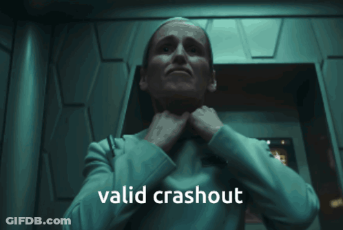 A Woman Is Holding Her Neck With The Words Valid Crashout Written Below Her GIF