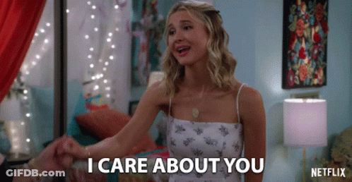 Woman Holding Hand Says I Care About You GIF