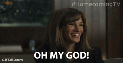 A Woman Is Laughing With The Words Oh My God On Her Face GIF