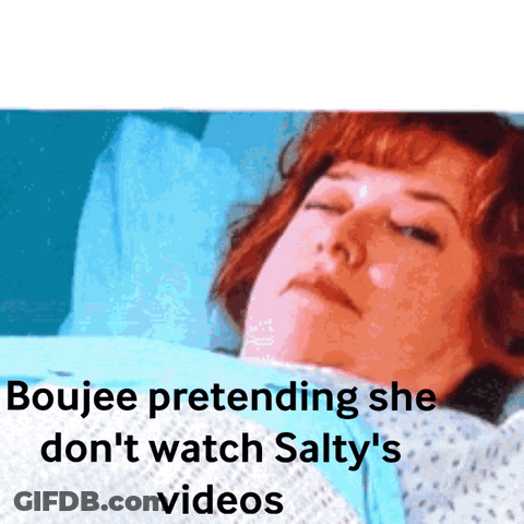 A Woman Is Laying In A Hospital Bed With The Caption Boujee Pretending She Does N't Watch Salty GIF