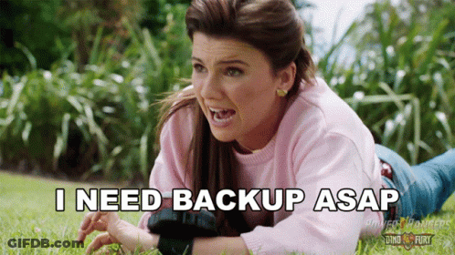 Woman Lying In Grass Saying I Need Backup GIF