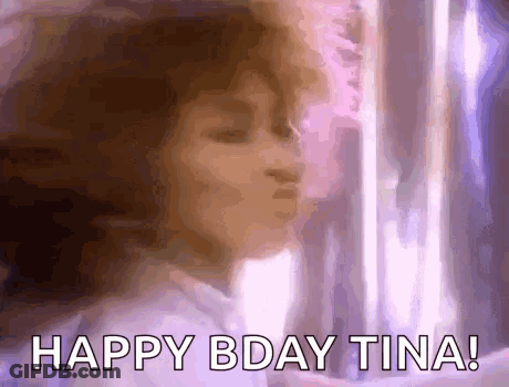 A Woman Is Looking Out A Window And Says Happy Bday Tina . GIF