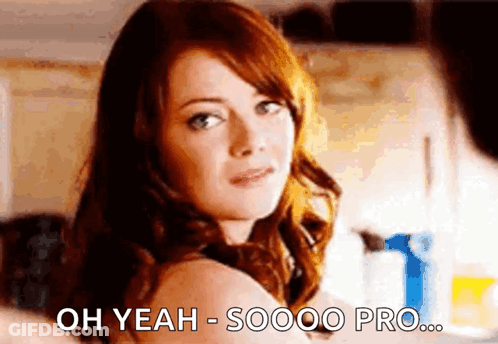 A Woman Is Looking Over Her Shoulder And Says Oh Yeah - Soooo Pro . GIF