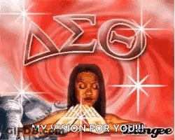 A Woman Is Making A Delta Sigma Symbol With Her Hands . GIF