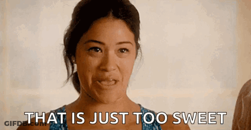 A Woman Is Making A Face And Says That Is Just Too Sweet . GIF