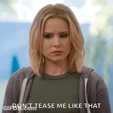A Woman Is Making A Funny Face And Saying `` Don 'T Tease Me Like That '' GIF