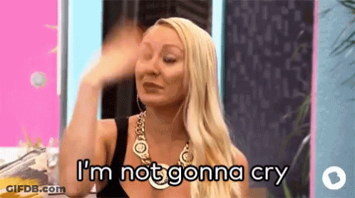 A Woman Is Making A Funny Face And Saying I 'M Not Gonna Cry . GIF