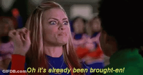 A Woman Is Making A Funny Face And Says Oh It 'S Already Been Brought-En . GIF