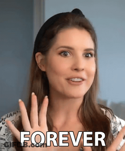 A Woman Is Making A Funny Face And The Word Forever Is On Her Face GIF