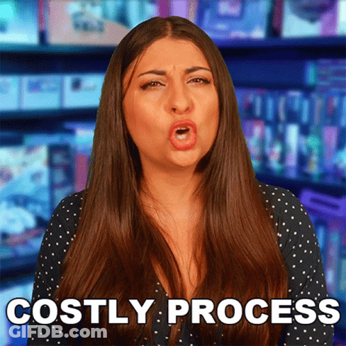 A Woman Is Making A Funny Face And The Words Costly Process Are Behind Her GIF