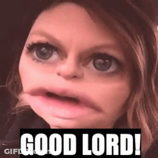 A Woman Is Making A Funny Face With Her Mouth Open And The Words `` Good Lord '' Written On The Bottom . GIF