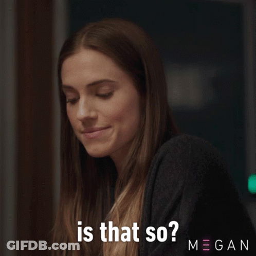 A Woman Is Making A Funny Face With The Words Is That So Megan Behind Her GIF