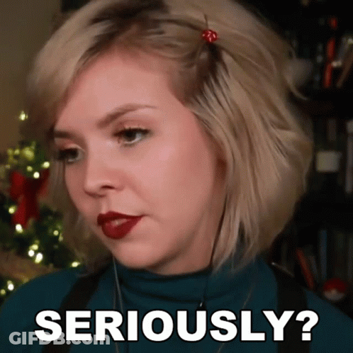 A Woman Is Making A Serious Face With The Words Seriously Below Her GIF