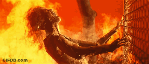 A Woman Is On Fire And Trying To Escape GIF