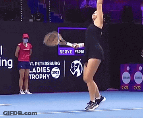 A Woman Is Playing Tennis At The St. Petersburg Ladies Trophy 2022 GIF