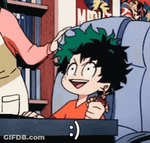 A Woman Is Putting A Smiley Face On The Head Of A Child . GIF