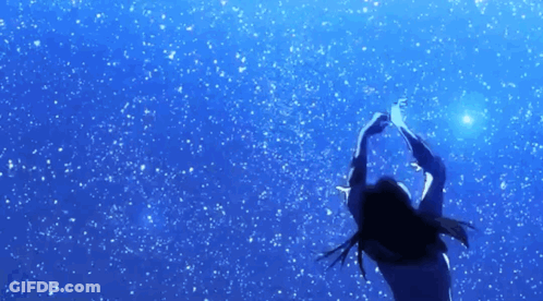 A Woman Is Reaching Up Towards A Star In The Sky GIF