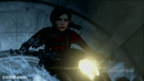 Woman Riding Motorcycle With State Of Play Text GIF