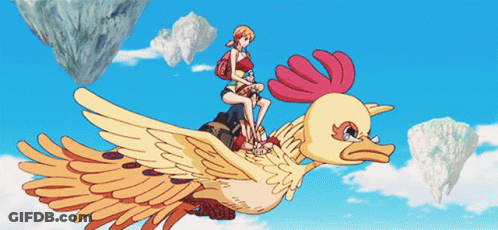 A Woman Is Riding On The Back Of A Chicken GIF