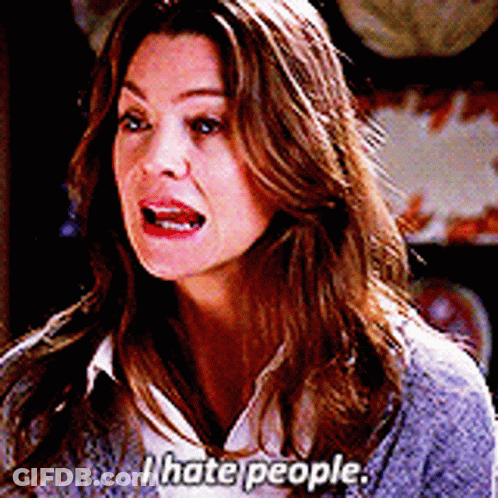 A Woman Is Saying I Hate People While Making A Face GIF