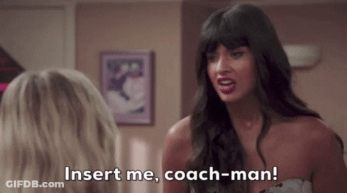A Woman Is Saying Insert Me Coach-Man While Talking To Another Woman GIF