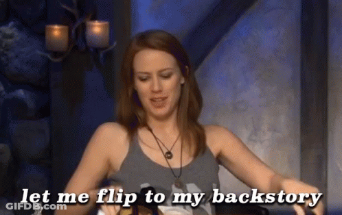 Woman Saying Let Me Flip To My Backstory GIF