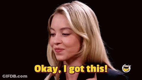 A Woman Is Saying Okay , I Got This While Pointing At Herself . GIF