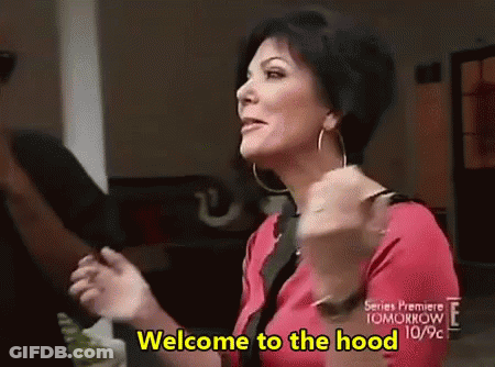 A Woman Is Saying Welcome To The Hood In A Video GIF