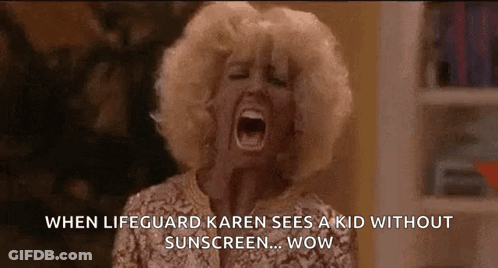 A Woman Is Screaming With Her Mouth Open While Wearing A Sunscreen . GIF