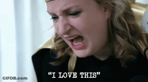 A Woman Is Screaming With The Words " I Love This " On The Bottom GIF