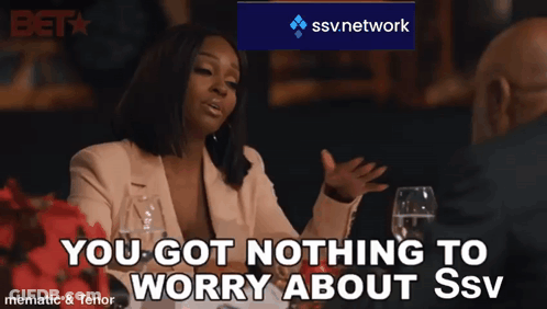 A Woman Is Sitting At A Table With A Man And Says You Got Nothing To Worry About Ssv Network GIF