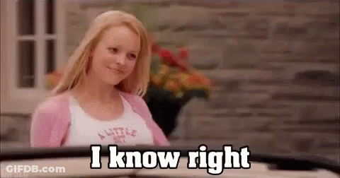 A Woman Is Sitting In A Car With The Words `` I Know Right '' Written On Her Face . GIF