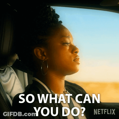 A Woman Is Sitting In A Car With The Words So What Can You Do On The Bottom GIF