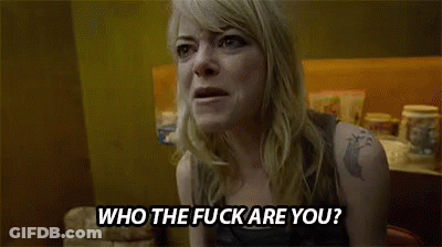 A Woman Is Sitting In A Chair And Asking Who The Fuck Are You ? GIF