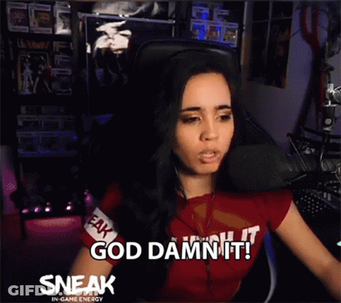 A Woman Is Sitting In A Chair And Saying God Damn It Sneak GIF