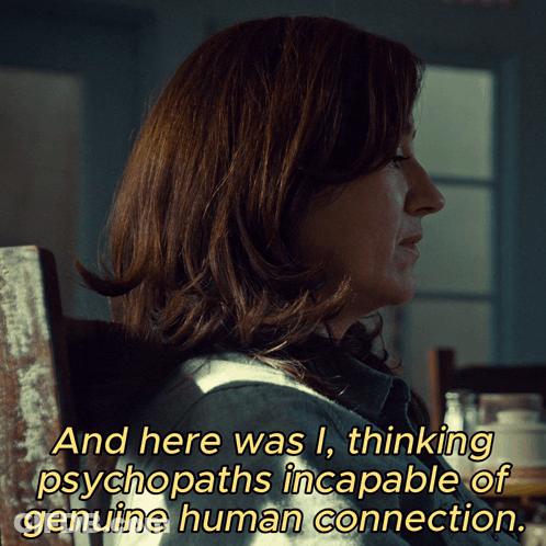 A Woman Is Sitting In A Chair With A Caption That Says And Here Was I GIF