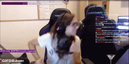 A Woman Is Sitting In A Gaming Chair With The Word Kurac On It GIF