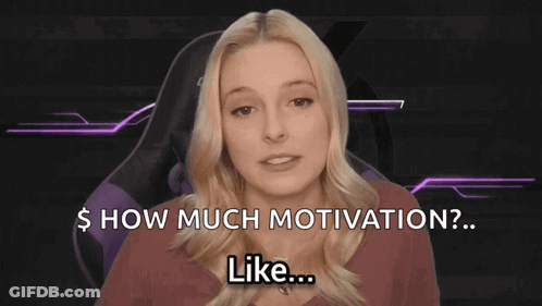 A Woman Is Sitting In A Purple Chair Asking How Much Motivation A Lot GIF