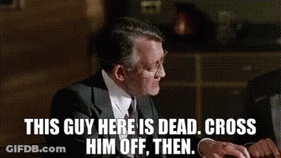A Woman Is Sitting In Front Of A Painting With The Words `` This Guy Here Is Dead , Cross Him Off , Then . GIF