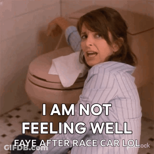 A Woman Is Sitting In Front Of A Toilet With A Roll Of Toilet Paper On Her Face And Says I Am Not Feeling Well Faye GIF