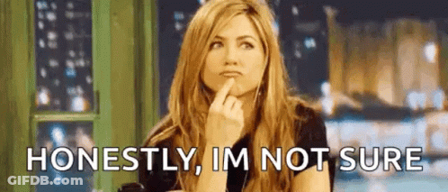 A Woman Is Sitting In Front Of A Window With Her Finger On Her Chin And Says `` Honestly , Im Not Sure '' . GIF